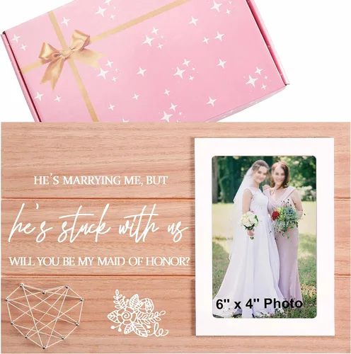 Regalo de marco de fotos de boda para dama de honor de la novia, despedida de soltera, ducha nupcial para mejores amigas, hermana, mejor amiga - "Él