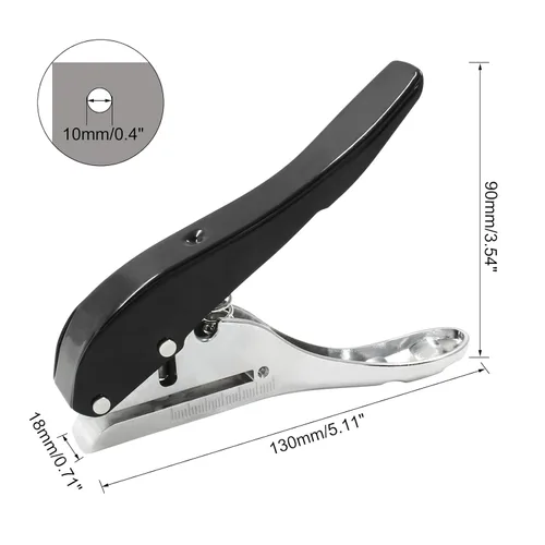 Miniatura 2 de Uenhoy Perforadora de agujero de metal de 3/8 pulgadas, 0.394 in, resistente de un solo agujero, perforadora de papel portátil para tarjetas