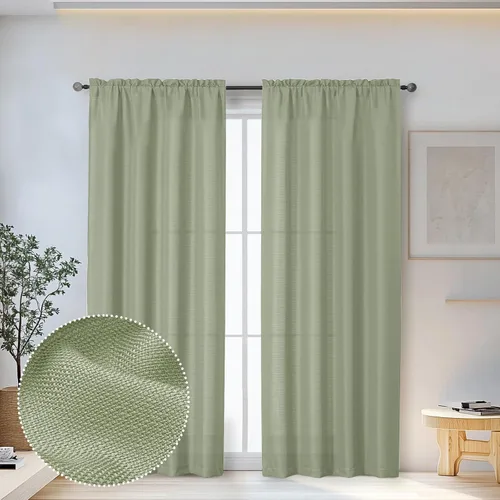 Miniatura 78 de OWENIE Bob Juego de 2 Paneles de Cortinas Negras de Cocina para Ventanas de 36 Pulgadas de Largo, Cortinas Cortas de Café con Textura de Lino