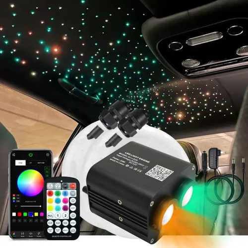 Miniatura 10 de AKEPO - Kit de luz de 20 W, RGBW, de cabezal doble, parpadeante, controlada a través de aplicación, fibra óptica, 900 unidades de fibras ópticas