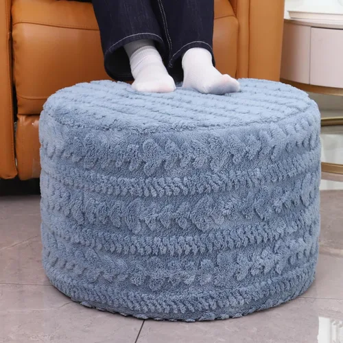 Miniatura 17 de Asuprui Reposapiés Otomano de Tela de Felpa – Puf de Espuma Suave de 20"x14" con Funda Extraíble Perfecto para Sala de Estar, Dormitorio y Lino