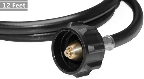 Miniatura 6 de DOZYANT Manguera de propano de 12 pies con medidor, incluye adaptador de tanque que convierte tanque LP POL de 100 libras a QCC1 para parrilla