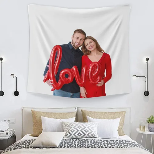 Miniatura 5 de Mocsicka Pancartas y letreros personalizados para cargar imágenes de tapiz personalizado para dormitorio (negro, 60 x 60 pulgadas, cuadrado)