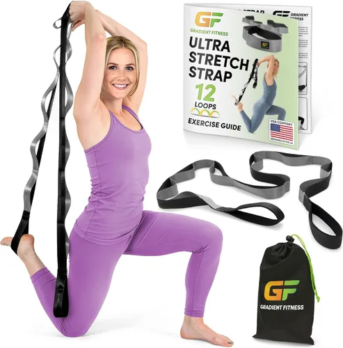 Gradient Fitness Correa de Estiramiento para Terapia Física, Correa de Estiramiento de 12 Bucles Múltiples de 1.5 pulgadas de ancho x 8 pies de