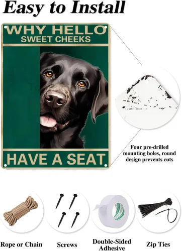 Miniatura 5 de Labrador Retriever - Letrero de metal con texto en inglés "Why Hello Sweet Cheeks Have A Seeks Have A Seeks" (1683)