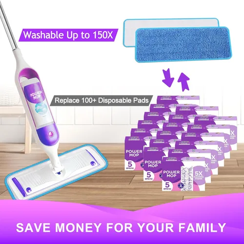 Miniatura 4 de Almohadillas de repuesto reutilizables para mopa eléctrica Swiffer Power Mop Kit de iniciación – Recambios de almohadillas Swifter Powermop