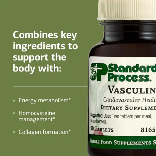 Miniatura 4 de Standard Process Vasculin - Suplemento para apoyo cardiovascular y cardíaco saludable - Apoya la formación de colágeno y la salud del corazón - Sin