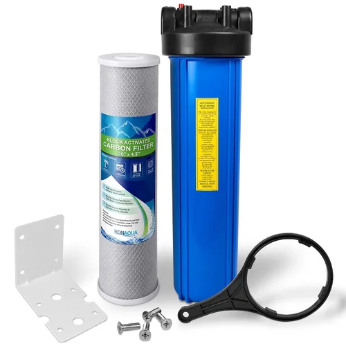 Miniatura 10 de Sistema purificador de filtro de agua para toda la casa, carcasa grande con botón de alivio de presión, puerto de latón de entrada/salida de 1