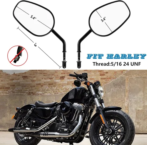 Miniatura 2 de Espejos de montaje en el manillar, espejos retrovisores laterales izquierdo y derecho de vástago largo para modelos Harley 1982-2024, para CVO Dyna