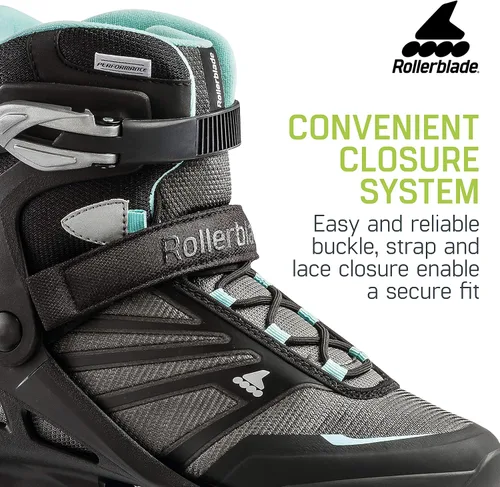 Miniatura 4 de Rollerblade Zetrablade Patines en línea para mujer adulta, patines en línea de rendimiento Negro/Celeste