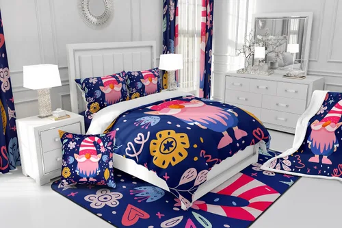 Miniatura 4 de Erosebridal Juego de ropa de cama de Navidad tamaño individual, bonita funda de edredón enana de Papá Noel de dibujos animados para niños, funda
