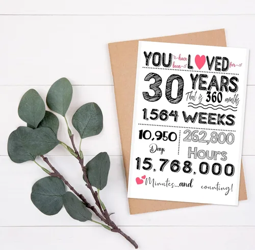 Miniatura 3 de Tarjeta de cumpleaños número 30 para él o ella – Divertida tarjeta de felicitación de hitos plegada de 5 x 7 pulgadas, cartulina de 12.35 oz/m²