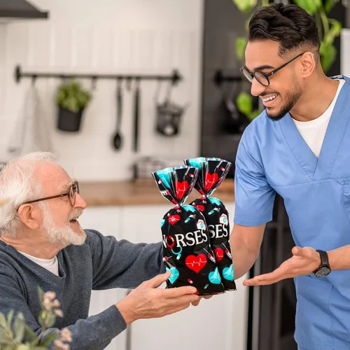 Miniatura 6 de Paquete de 100 bolsas de regalo para la semana de las enfermeras, bolsas de dulces de enfermería, bolsas de regalo médico, bolsas de regalo