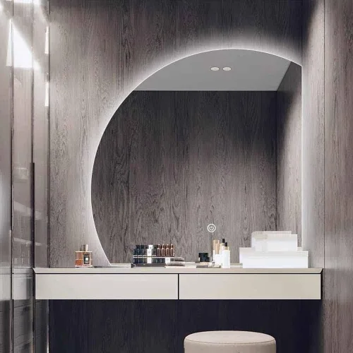 TISSY Espejo de baño regulable de 3 colores, espejo de maquillaje de pared de 31.5 in, espejo de tocador LED inteligente, espejo decorativo con