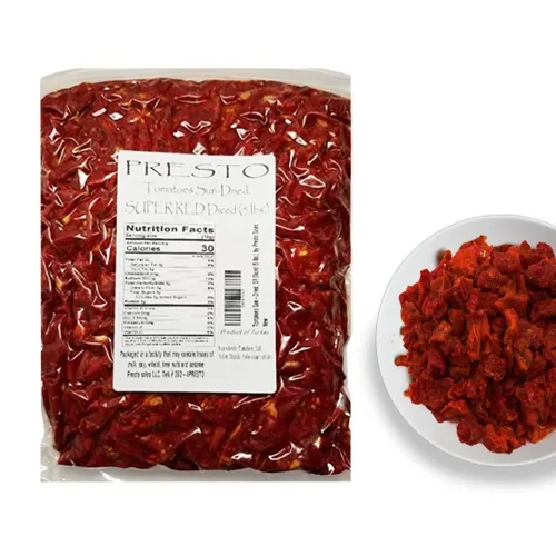 Tomates secados al sol, súper rojos cortados en cubos, nutrientes, deliciosos, sabrosos, veganos, sin gluten, puros, turcos, 5 libras. (80 onzas)