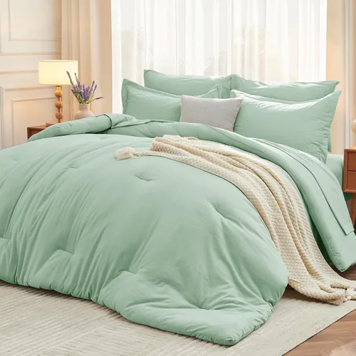 Miniatura 10 de MUXHOMO Juego de edredón de 5 piezas Twin XL, cama suave en una bolsa tamaño Twin XL, juego de ropa de cama para todas las estaciones con edredón