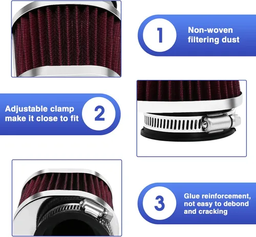 Miniatura 4 de 2 piezas de filtro de aire universal para motocicleta de 38 mm, filtro de motor de repuesto de alto rendimiento para bicicleta de tierra, filtros