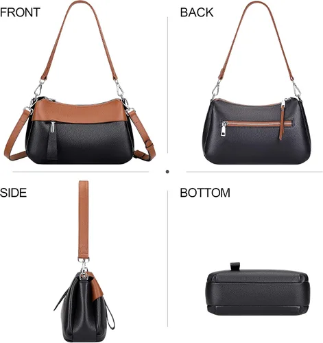 Miniatura 12 de Over Earth Genuine Leather Crossbody Bags for Women Small Hobo Handbags Shoulder Purses with 2 Detachable Straps