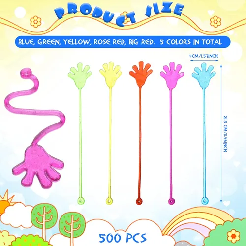 Miniatura 2 de Leyndo 200 piezas de manos adhesivas con purpurina a granel, recuerdos de fiesta para niños, bolsas de regalo, mini juguetes elásticos, suministros