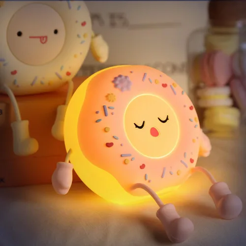 Miniatura 4 de Lámpara de dona - Regalo de luz nocturna LED de silicona para niños y niñas, luz nocturna linda recargable para decoración de habitación de niños