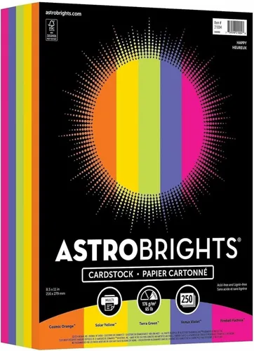 Miniatura 5 de Astrobrights® Cartulinas de Color, Surtido Feliz, Tamaño Carta (8.5" x 11"), 65 lb, Paquete de 250 Happy