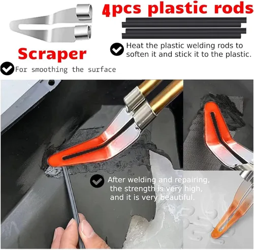 Miniatura 2 de Soldador de plástico, kit de reparación de soldadura de plástico 2 en 1 con 1000 grapas calientes, 4 varillas de soldadura de plástico, cuchillo