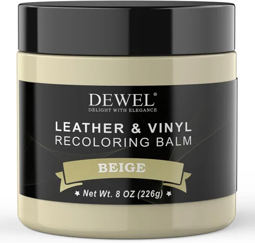 DEWEL Bálsamo Recolorante de Cuero, Restaurador de Color de Cuero Beige para Cuero Rayado y Descolorido, Removedor de Rayones de Cuero, Kit de
