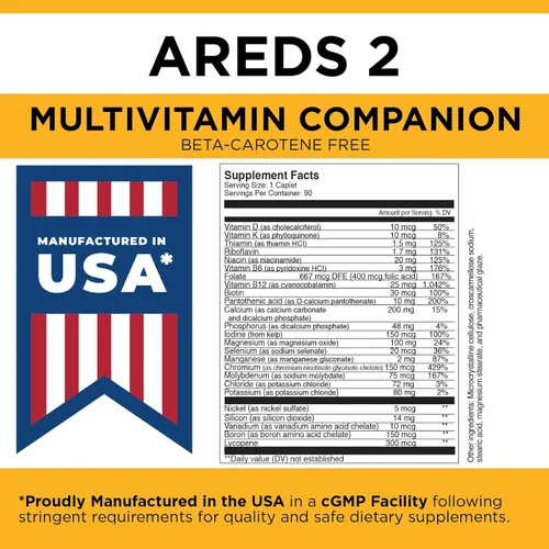 Miniatura 6 de Viteyes Classic AREDS 2 Companion Suplemento multivitamínico libre de betacaroteno, fórmula multivitamínica integral para AREDS 2 usuarios, 90