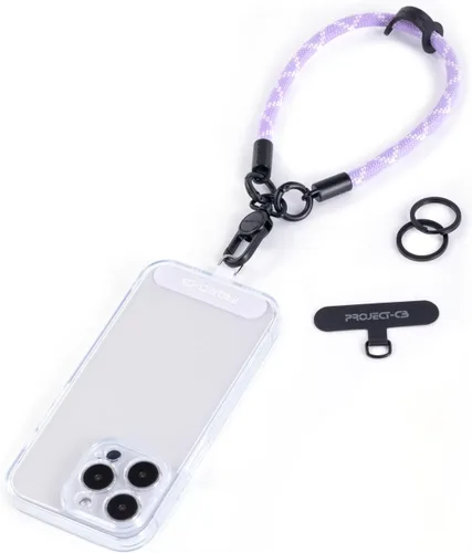 Correa de muñeca para teléfono 1, pestaña de correa 2, pulsera para teléfono, correa de muñeca, soporte para llaves, llavero, llavero × 2 (morado)