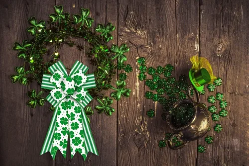 Miniatura 5 de Estivaux Arcos grandes del día de San Patricio para corona, lazos de corona de trébol irlandés, lazos de hojas de trébol verde, lazos de arpillera