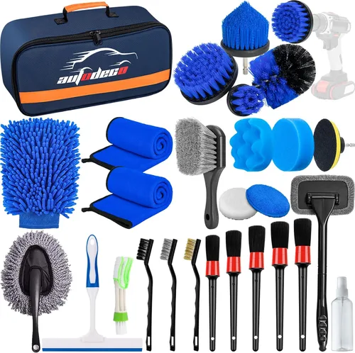 Miniatura 9 de Juego de 30 cepillos para detalles de coche, kit de detalles de coche, juego de cepillos de taladro para detalles de coche, cepillos de detalles