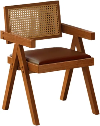 Miniatura 32 de YVYKFZD Juego de sillas de comedor de ratán, sillas de comedor de madera, sillas de cocina con respaldo tejido, sillón tapizado, silla auxiliar