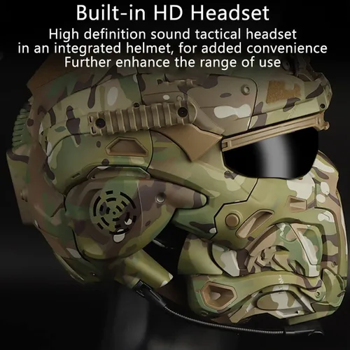 Casco multifuncional de Airsoft, diseño todo en uno, auriculares tácticos desmontables integrados antivaho con pantalla de ventilador deslizante