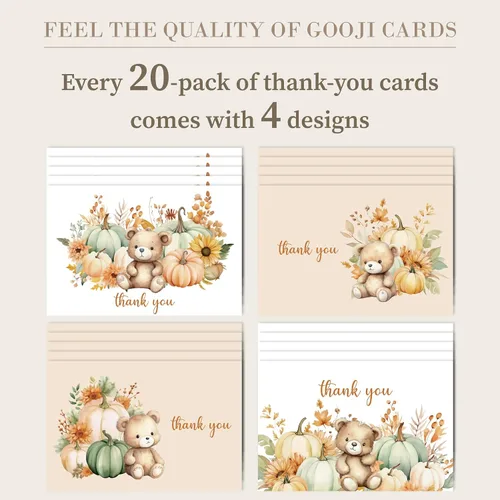 Miniatura 3 de Gooji Tarjetas de agradecimiento de calabaza de 4 x 6 pulgadas con sobres, tarjetas de agradecimiento para baby shower de otoño para niña