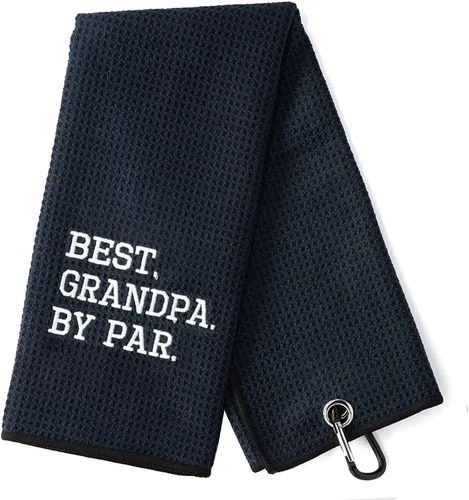 DYJYBMY Best Grandpa by Par - Toalla de golf divertida, toallas de golf bordadas para bolsas de golf con clip, toalla de golf para abuelo, regalo de