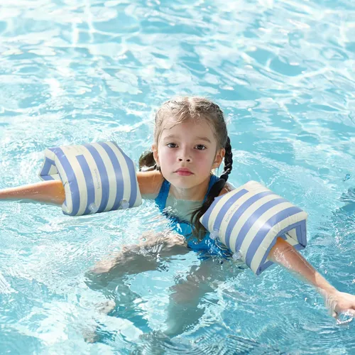 Miniatura 7 de JellyArch Flotadores inflables de PVC, 2 unidades, bandas de brazo inflables de PVC, flotadores de piscina, flotadores de natación para adultos, Azul