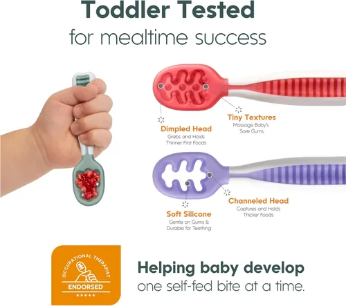 Miniatura 7 de NumNum Juego de Cucharas para Bebé, Baby Essentials Pre-Cuchara GOOtensils para 6+ Meses, Cucharas de Autoalimentación de Primera Etapa para Destete