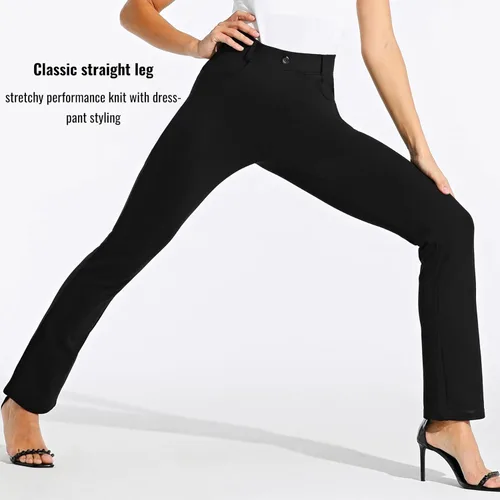 Miniatura 3 de Willit - Pantalones de vestir de yoga para mujer, 2931 pulgadas, pierna recta, elásticos, para oficina, casual, yoga, trabajo, pantalones