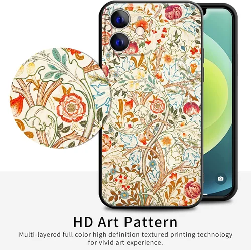 Miniatura 5 de Berkin Arts Funda de silicona compatible con iPhone 12 con protector de pantalla de flores ornamentales intrincadas rosas