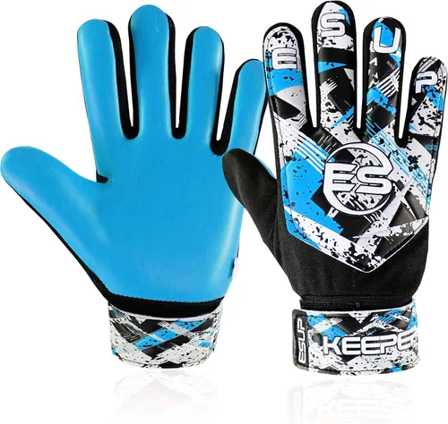 Miniatura 7 de Guantes de portero de fútbol para niños, jóvenes y adultos, guantes de portero de fútbol con doble protección para la muñeca y látex de 0.157 Negro