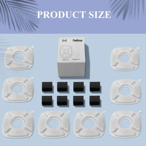 Miniatura 7 de Paquete de 8 filtros de repuesto y 8 esponjas de repuesto para Veken de 95 oz/2.8 L, fuente de agua para gatos, dispensador de agua para perros