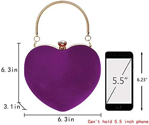 Miniatura 2 de Goclothod Bolso de mano con forma de corazón para mujer bolso de hombro de terciopelo