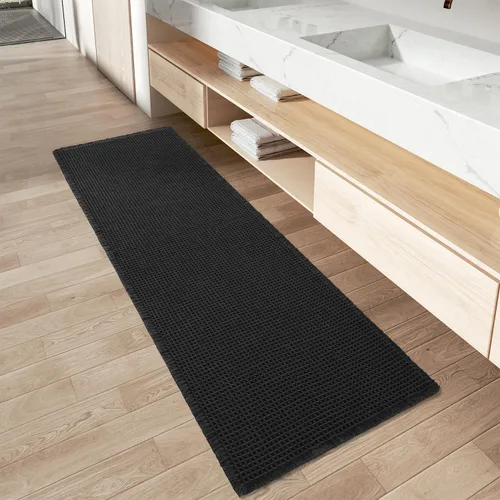 Miniatura 47 de AMOAMI Tapete de baño mejorado con diseño de gofre, súper absorbente, antideslizante, para suelo de baño, lavable a máquina, con borlas, tapetes
