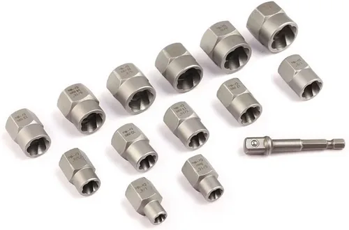 Miniatura 3 de Juego de extractor de tuercas de perno de impacto de 3/8 pulgadas, kit de 13 piezas de extractor de tuercas de llanta de 1/4"-3/4" con un adaptador