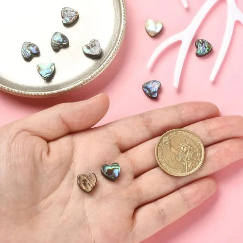 Miniatura 4 de LiQunSweet 10 cuentas de corazón dulce de concha de abulón natural para hacer aretes, pulseras, collares, joyas