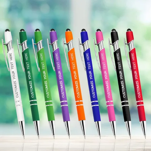 Miniatura 6 de Bolígrafo personalizado, 12 unidades, a granel, bolígrafo personalizado con logotipo de mensaje de nombre comercial grabado, lápiz digital de tinta
