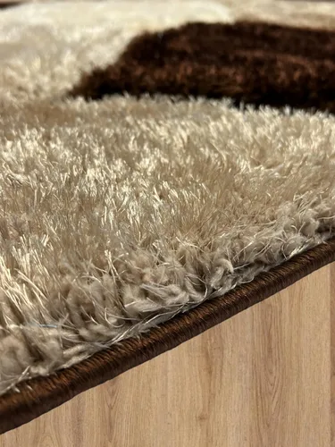 Miniatura 5 de Alfombra de área 4D color marrón de 5 x 7 pulgadas, felpa gruesa y suave y moderna, resistente a las manchas, fácil de limpiar y hecha a máquina