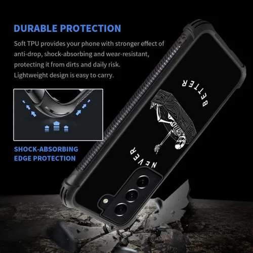 Miniatura 6 de ZHEGAILIAN Funda compatible con Samsung Galaxy S22 Plus, diseño gráfico de esqueleto nunca mejor, acrílico a prueba de golpes, antiarañazos, funda