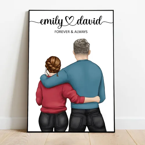 AlpadilAndCo Póster personalizado para parejas: lienzo con nombre personalizado para él/ella, arte de pared romántico de amor, regalo del día de San