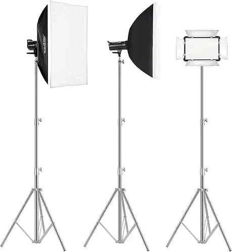 Miniatura 8 de Soporte de luz de acero inoxidable para fotografía, soporte de trípode resistente acolchado con resorte, 9.5 pies/9.2 ft, 2 paquetes de soportes